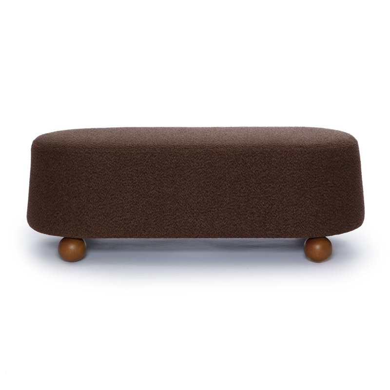 Pemberly Row Upholstered Fabric Contemporary Accent Brown Boucle Large Ottoman