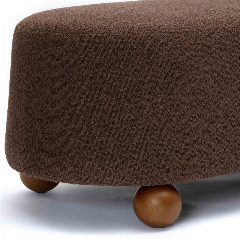 Pemberly Row Upholstered Fabric Contemporary Accent Brown Boucle Large Ottoman