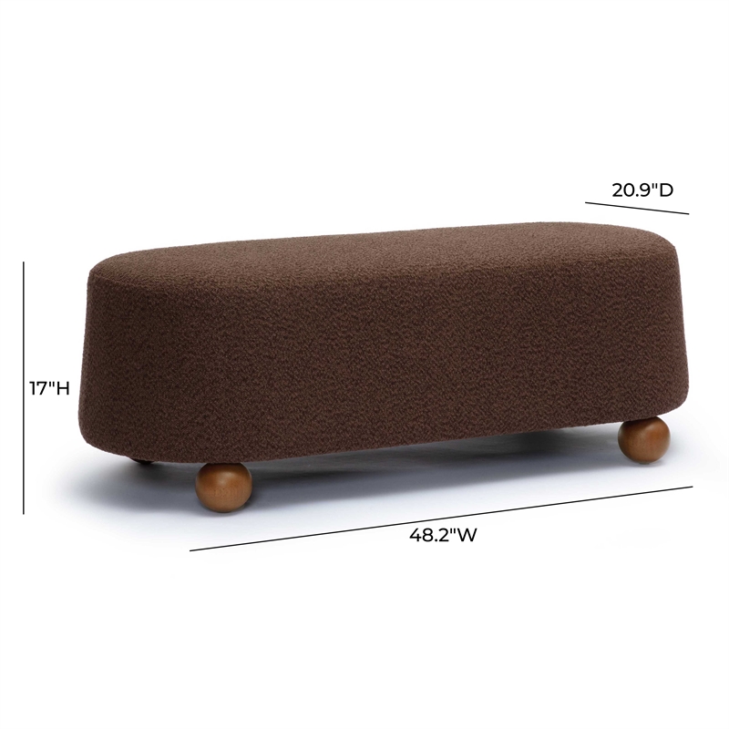 Pemberly Row Upholstered Fabric Contemporary Accent Brown Boucle Large Ottoman