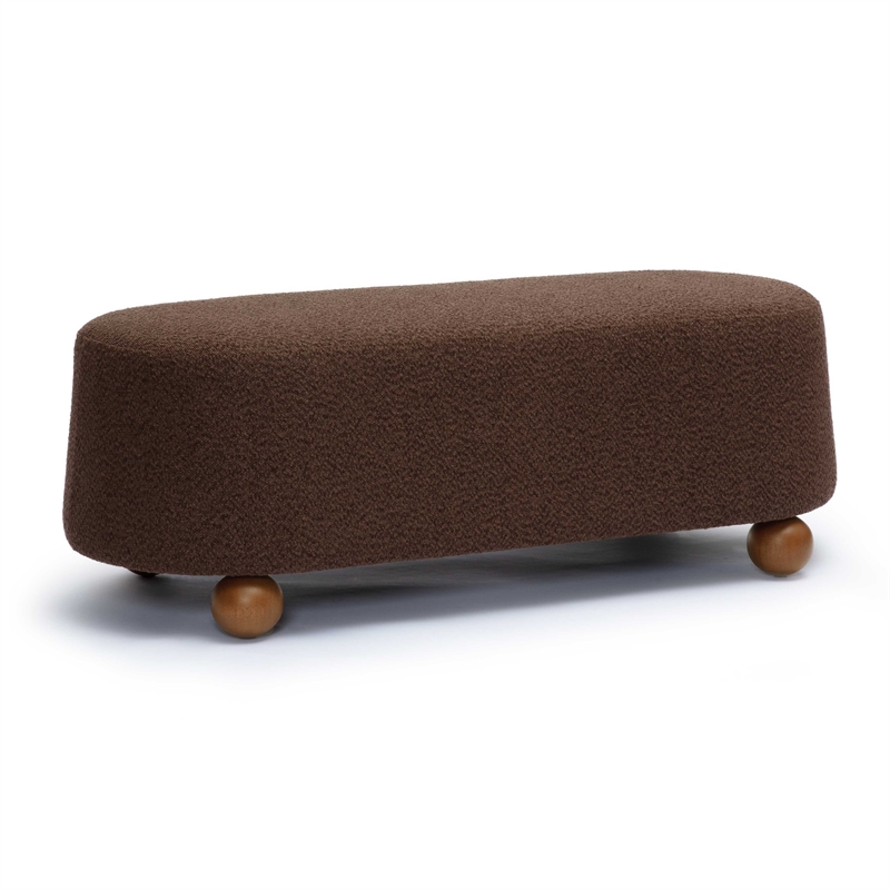 Pemberly Row Upholstered Fabric Contemporary Accent Brown Boucle Large Ottoman