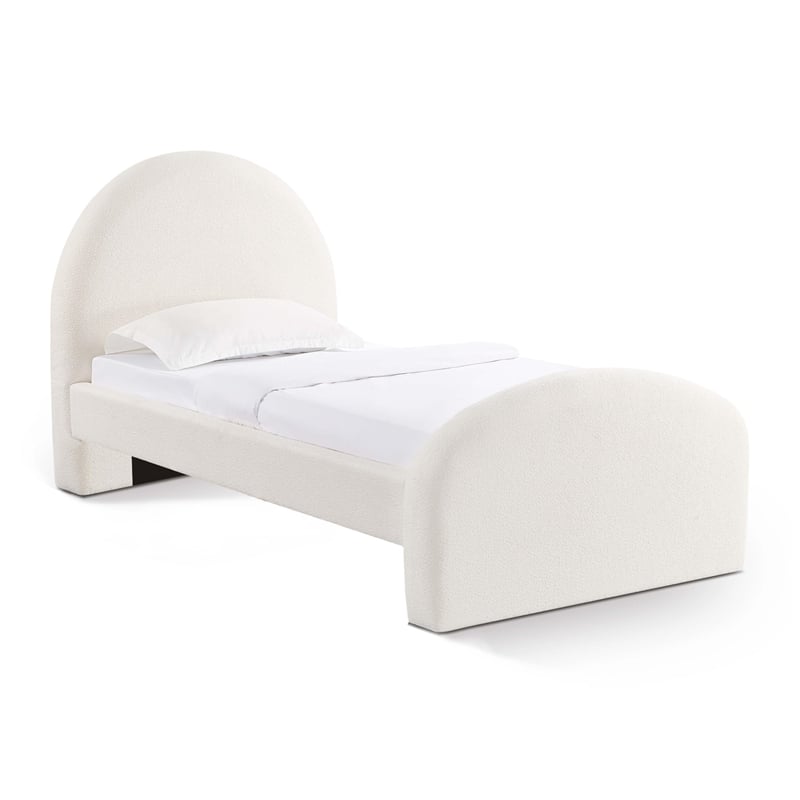 Pemberly Row Contemporary Accent Cream Finish Boucle Twin Bed