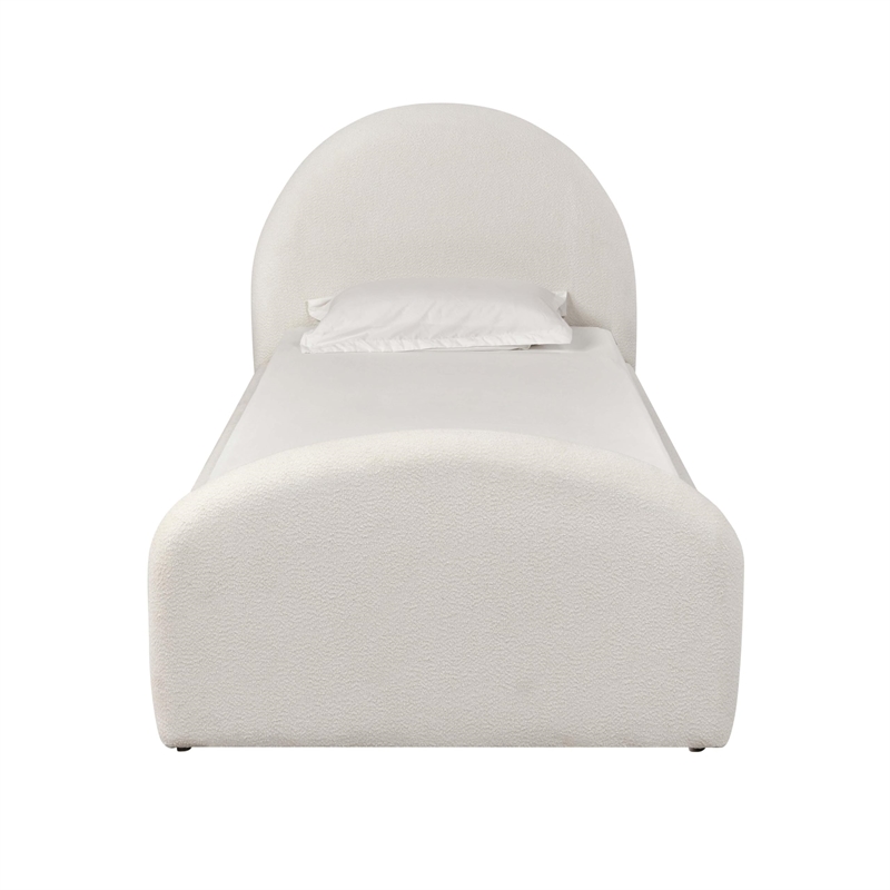 Pemberly Row Contemporary Accent Cream Finish Boucle Twin Bed