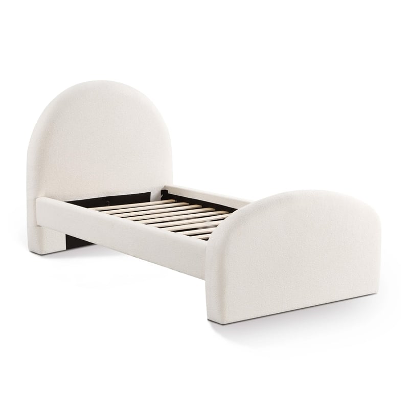 Pemberly Row Contemporary Accent Cream Finish Boucle Twin Bed