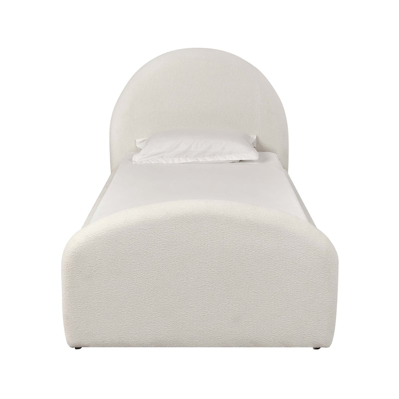 Pemberly Row Contemporary Accent Cream Boucle Twin Trundle Bed