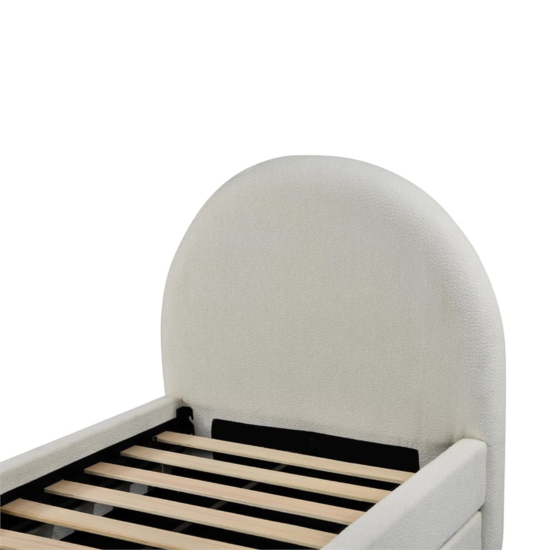 Pemberly Row Contemporary Accent Cream Boucle Twin Trundle Bed