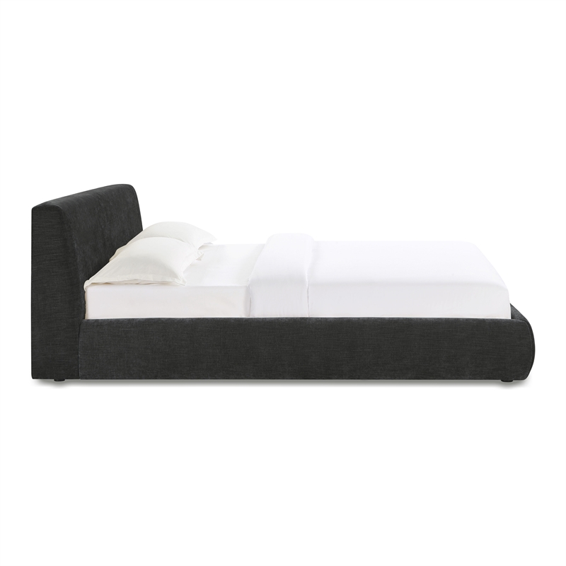 Pemberly Row Contemporary Charcoal Textured Velvet Queen Bed