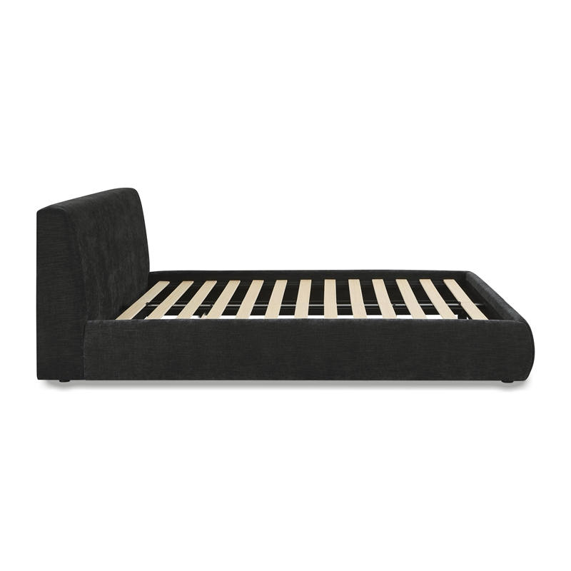 Pemberly Row Contemporary Charcoal Textured Velvet Queen Bed