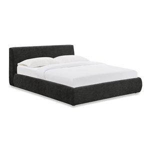 Pemberly Row Contemporary Charcoal Textured Velvet Queen Bed