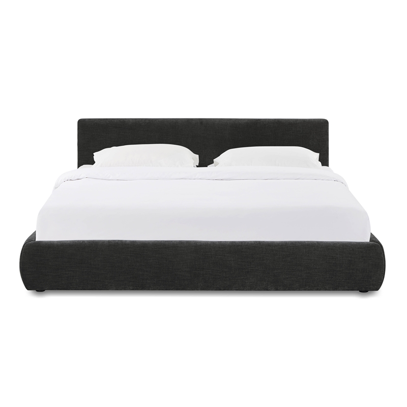 Pemberly Row Contemporary Accent Charcoal Textured Velvet King Bed