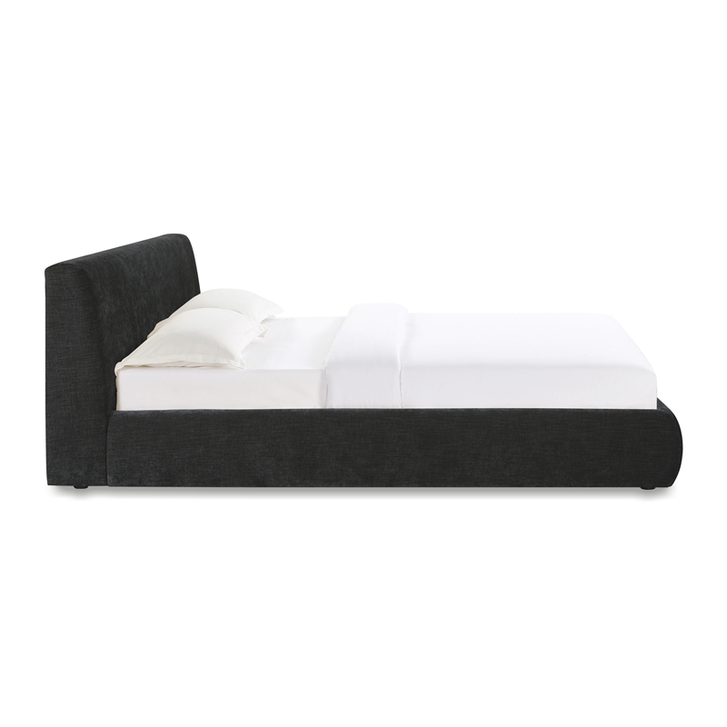 Pemberly Row Contemporary Accent Charcoal Textured Velvet King Bed