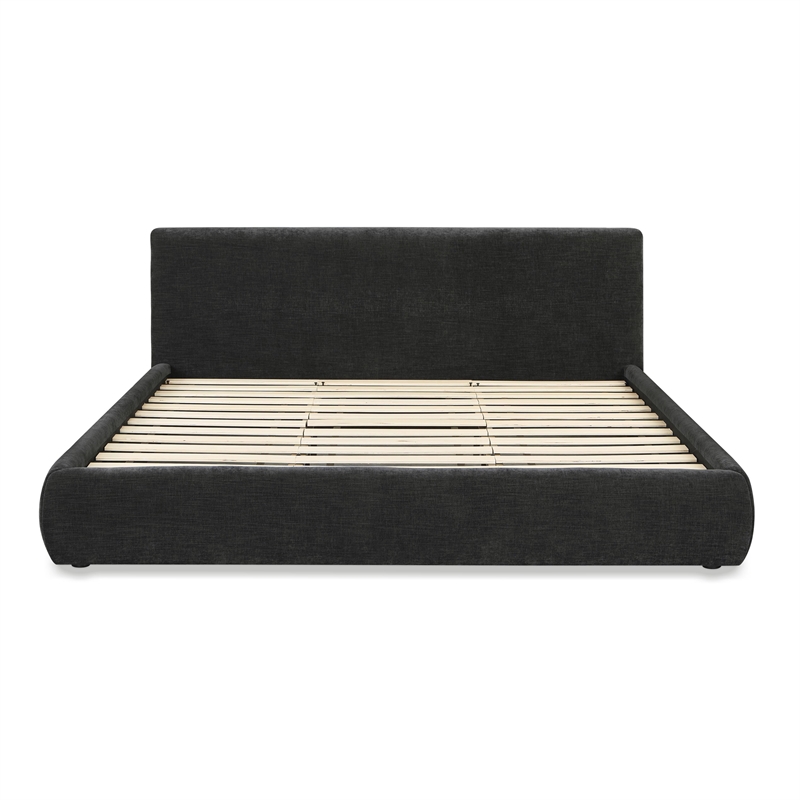 Pemberly Row Contemporary Accent Charcoal Textured Velvet King Bed