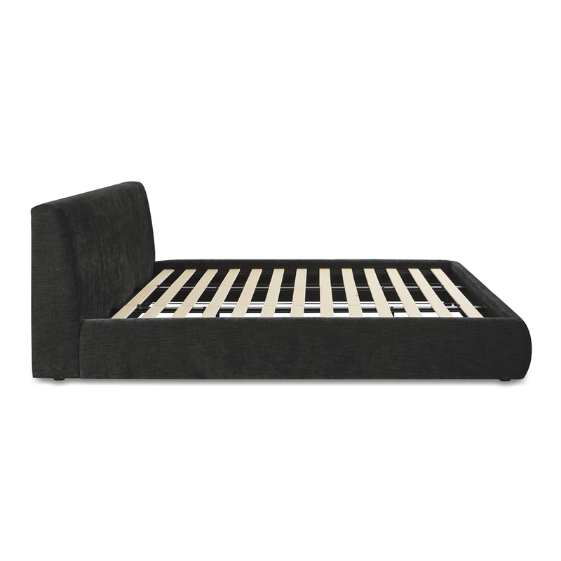 Pemberly Row Contemporary Accent Charcoal Textured Velvet King Bed