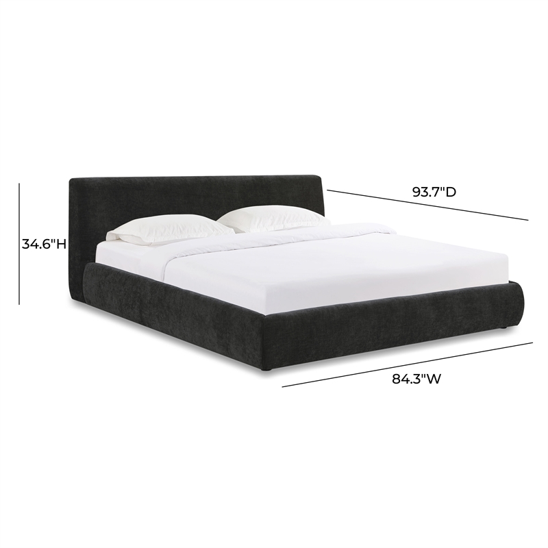Pemberly Row Contemporary Accent Charcoal Textured Velvet King Bed