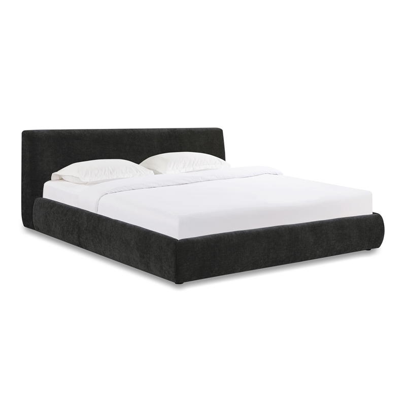 Pemberly Row Contemporary Accent Charcoal Textured Velvet King Bed
