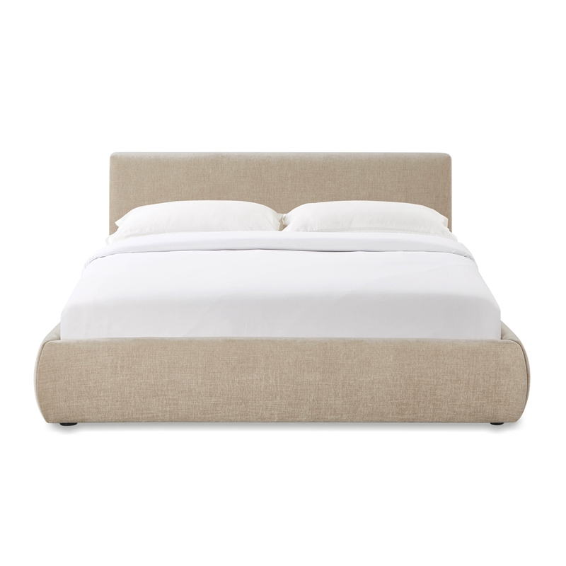 Pemberly Row Contemporary Accent Taupe Textured Velvet Queen Bed
