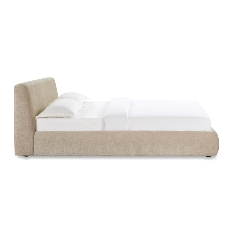 Pemberly Row Contemporary Accent Taupe Textured Velvet Queen Bed