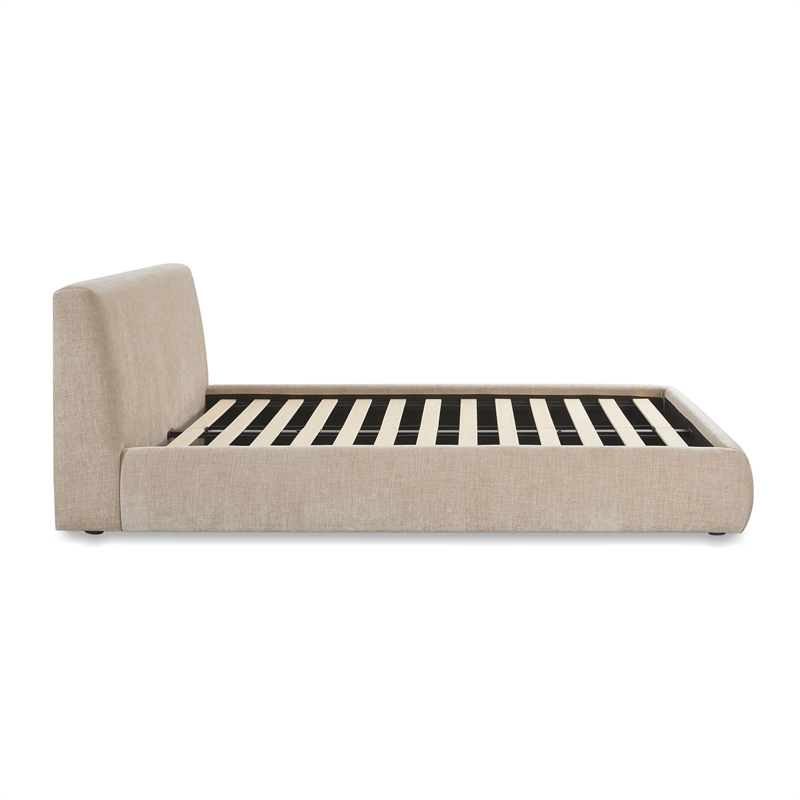 Pemberly Row Contemporary Accent Taupe Textured Velvet Queen Bed