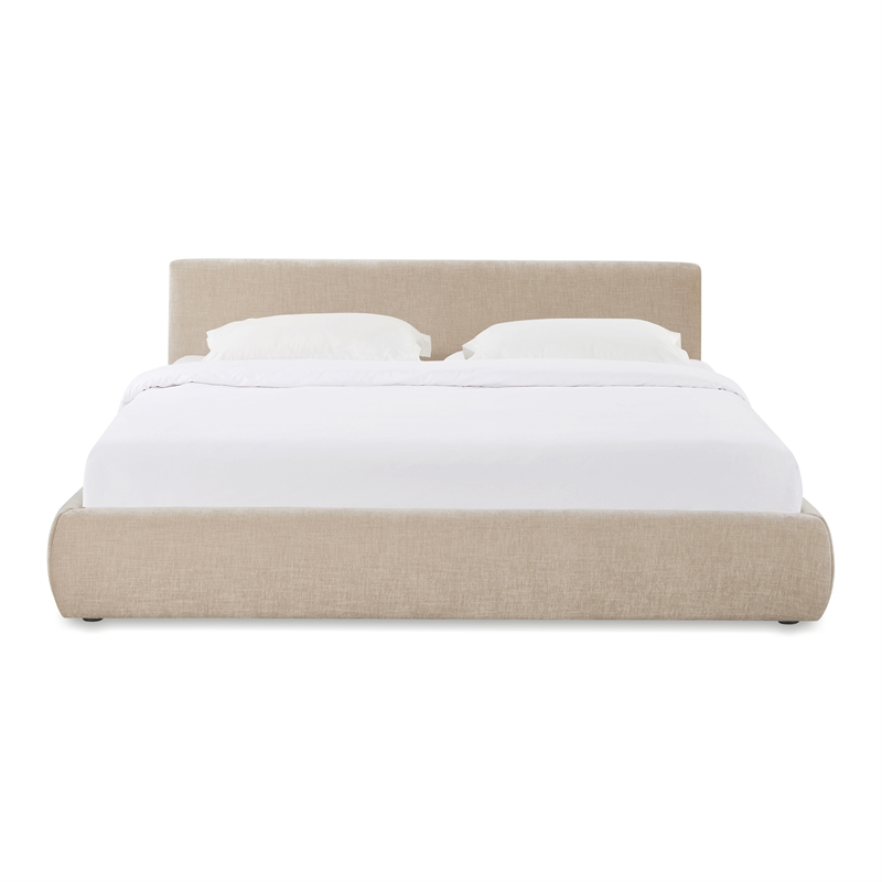 Pemberly Row Contemporary Accent Taupe Textured Velvet King Bed