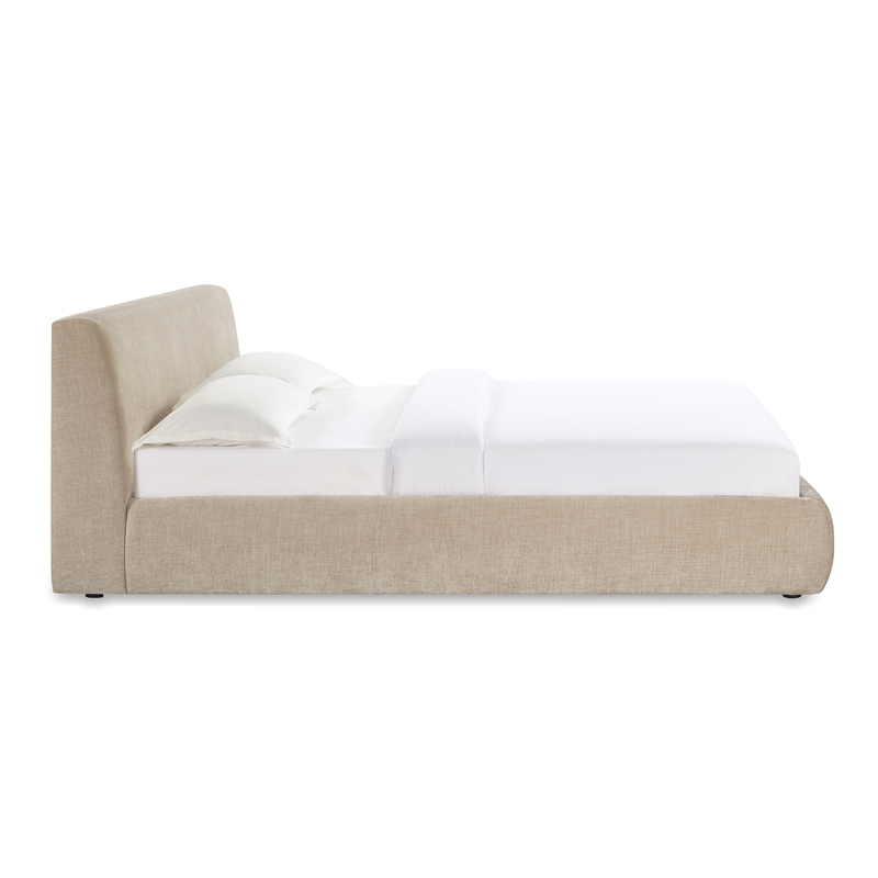 Pemberly Row Contemporary Accent Taupe Textured Velvet King Bed