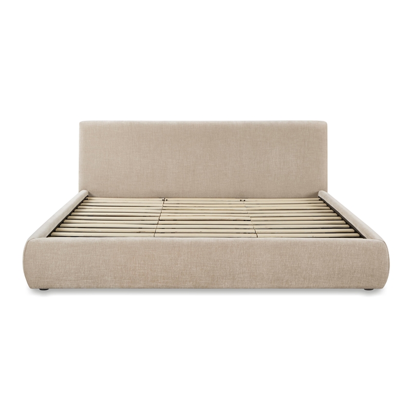 Pemberly Row Contemporary Accent Taupe Textured Velvet King Bed