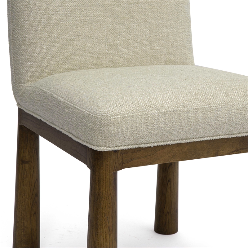 Pemberly Row Cream Performance Basketweave Fabric Dining Chair