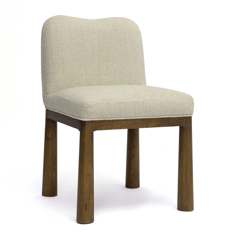 Pemberly Row Cream Performance Basketweave Fabric Dining Chair