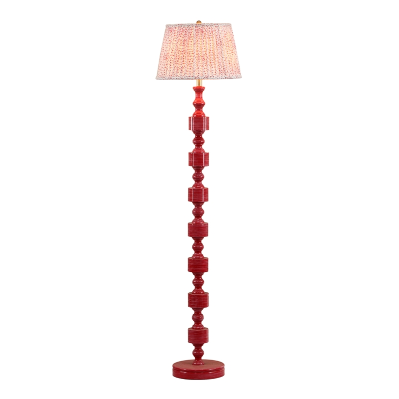 Pemberly Row Contemporary Accent High Gloss Pink Spotted Floor Lamp