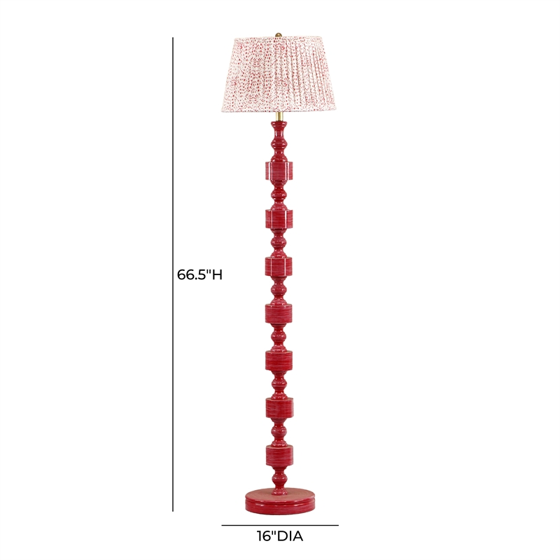 Pemberly Row Contemporary Accent High Gloss Pink Spotted Floor Lamp
