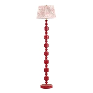 Pemberly Row Contemporary Accent High Gloss Pink Spotted Floor Lamp