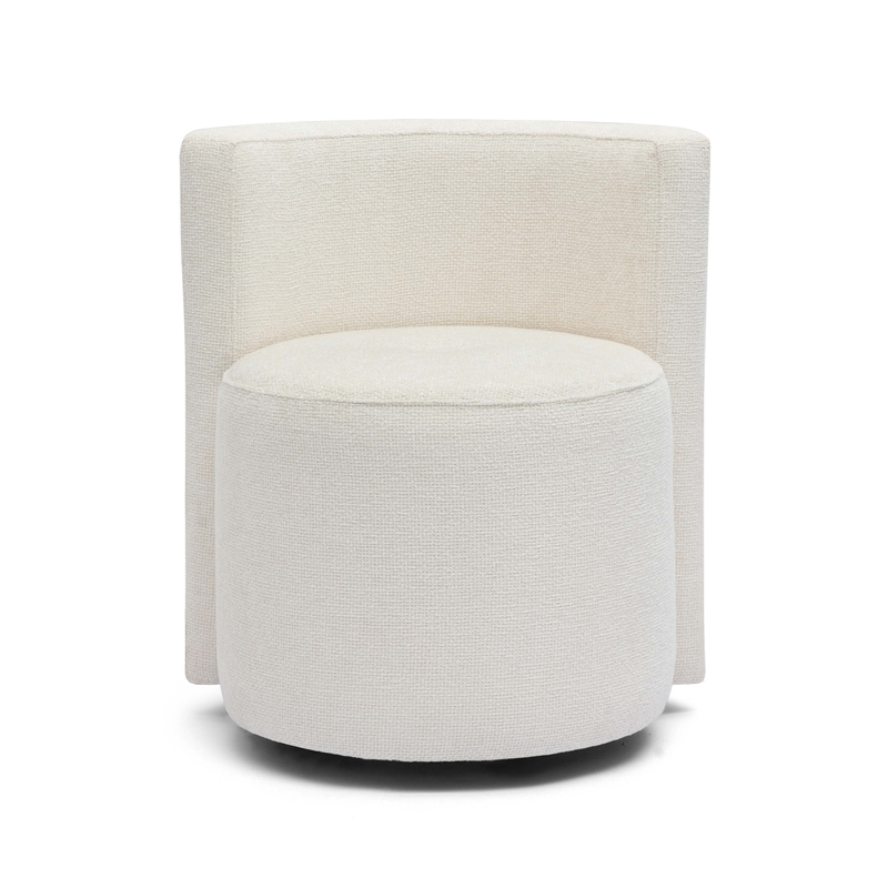 Pemberly Row Contemporary Accent Cream Chenille Rolling Desk Chair