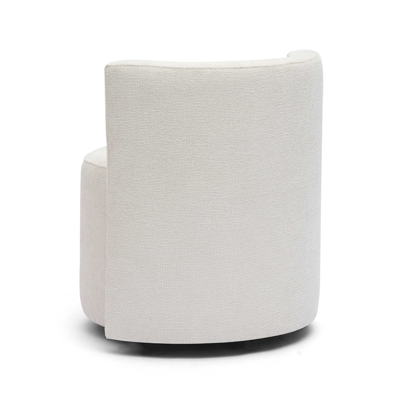 Pemberly Row Contemporary Accent Cream Chenille Rolling Desk Chair