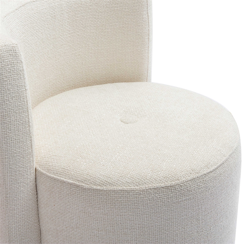 Pemberly Row Contemporary Accent Cream Chenille Rolling Desk Chair