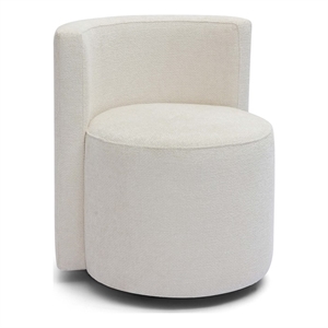 Pemberly Row Contemporary Accent Cream Chenille Rolling Desk Chair
