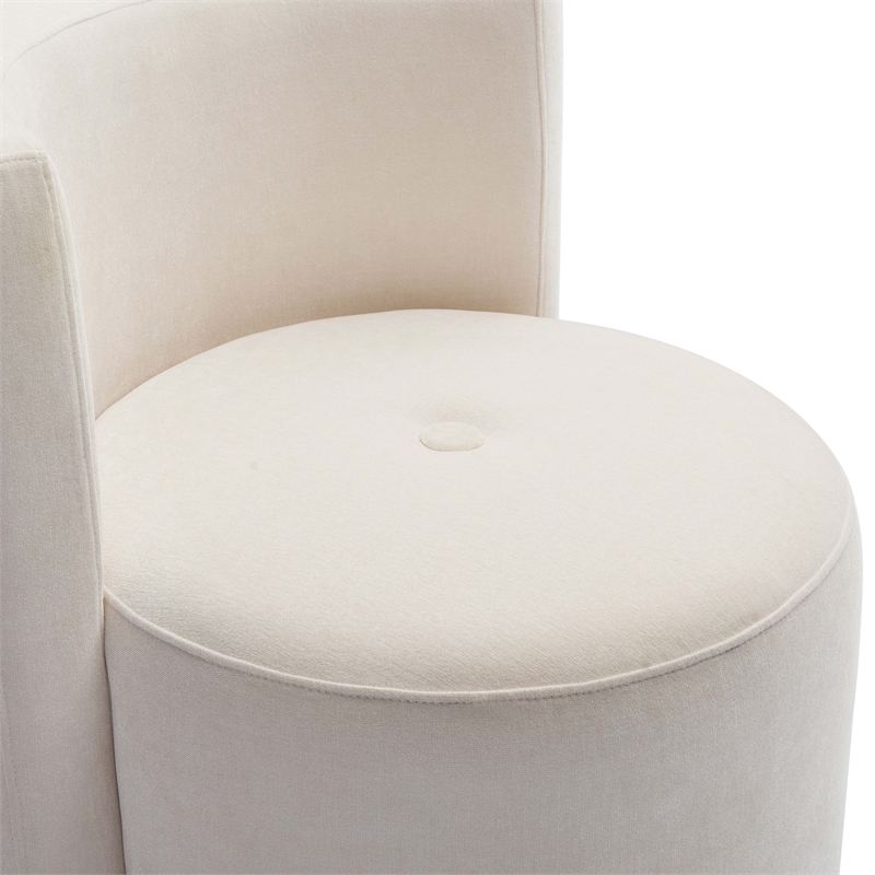 Pemberly Row Contemporary Cream Upcycled Velvet Rolling Desk Chair