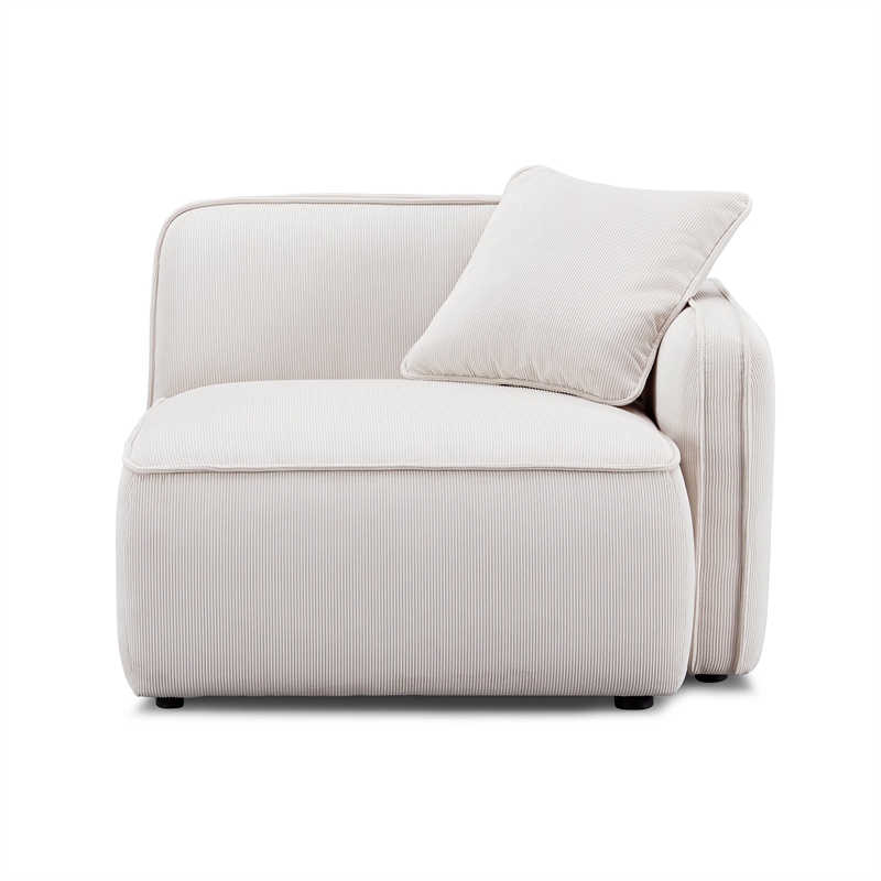 Pemberly Row White Sand Performance Corduroy Velvet RAF Corner Chair