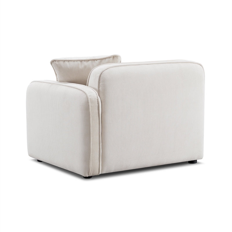 Pemberly Row White Sand Performance Corduroy Velvet RAF Corner Chair