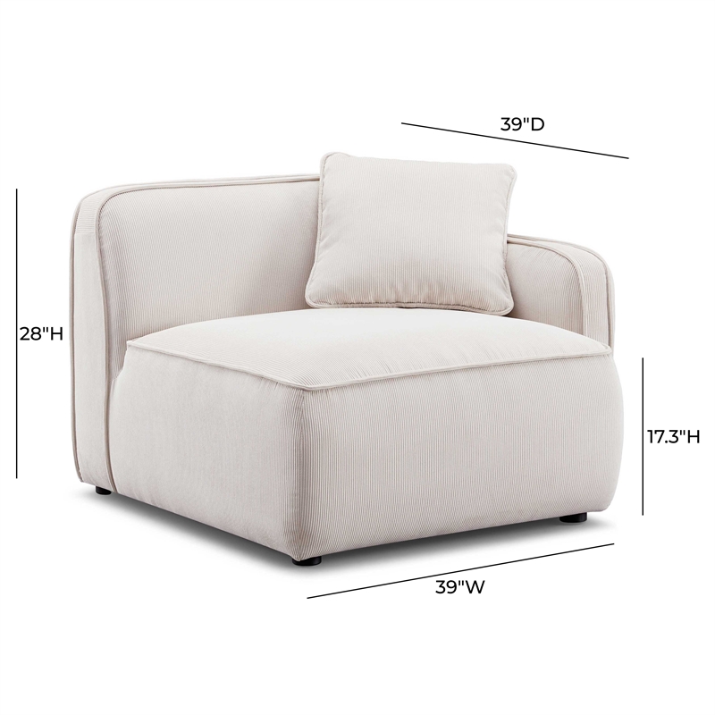 Pemberly Row White Sand Performance Corduroy Velvet RAF Corner Chair