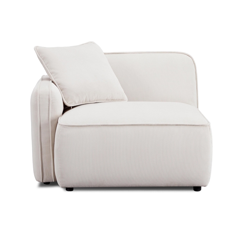 Pemberly Row White Sand Performance Corduroy Velvet LAF Corner Chair