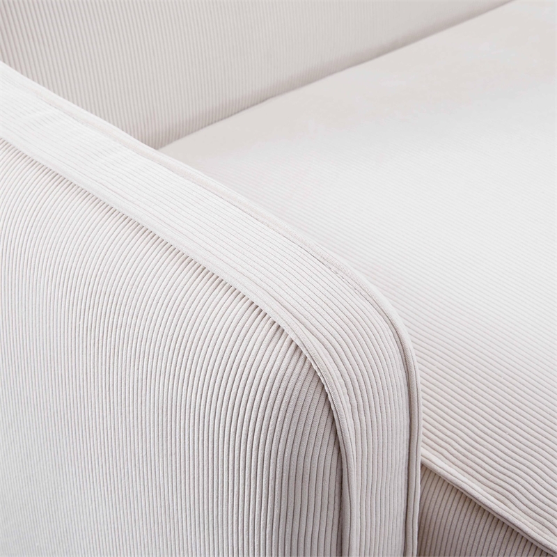 Pemberly Row White Sand Performance Corduroy Velvet LAF Corner Chair