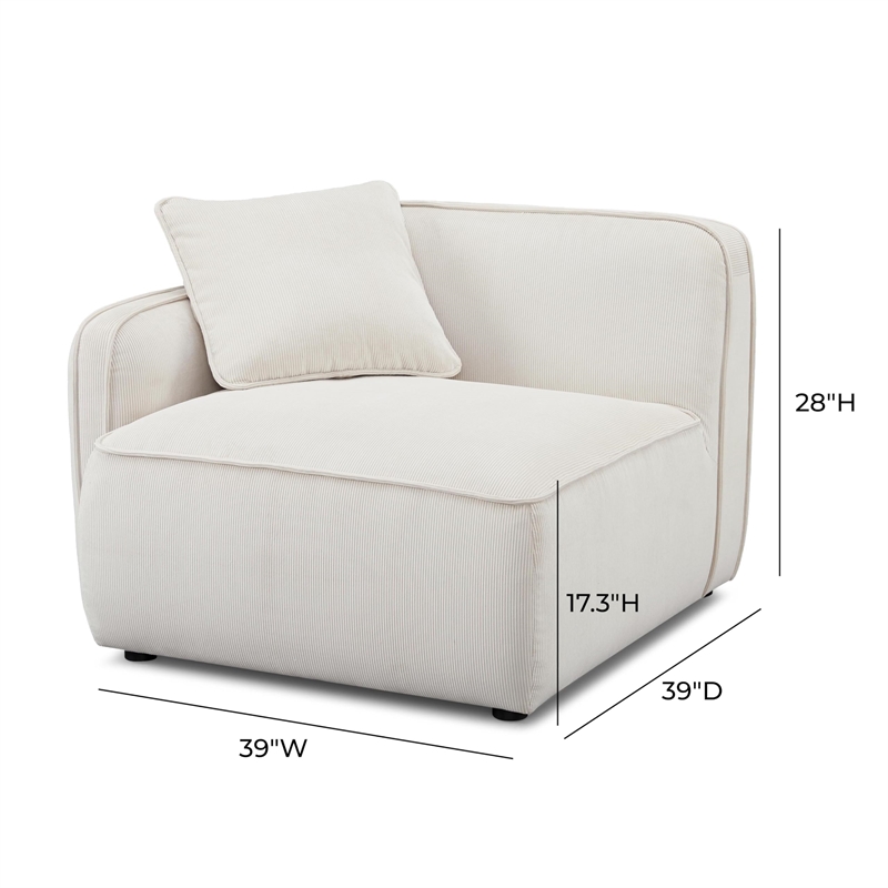 Pemberly Row White Sand Performance Corduroy Velvet LAF Corner Chair