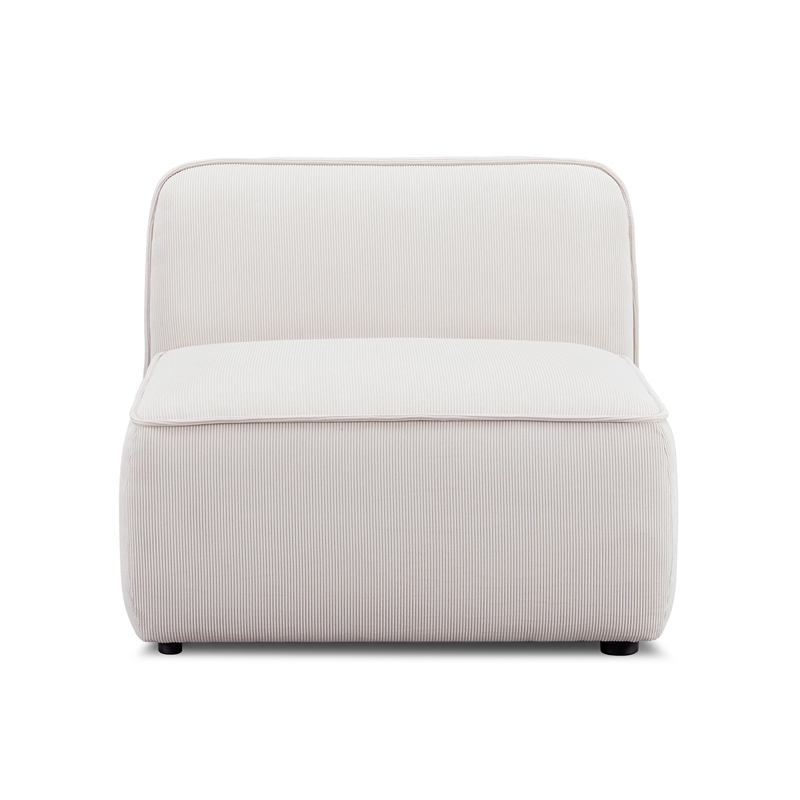 Pemberly Row White Sand Performance Corduroy Velvet Armless Chair
