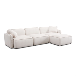Pemberly Row White Sand Performance Corduroy Velvet 4-Piece Modular Sectional