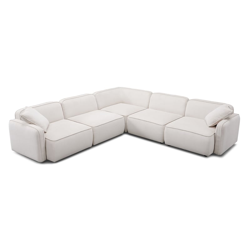 Pemberly Row White Sand Performance Corduroy Velvet Modular L-Sectional