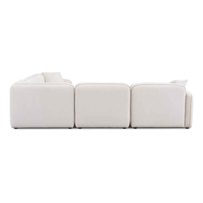 Pemberly Row White Sand Performance Corduroy Velvet Modular L-Sectional