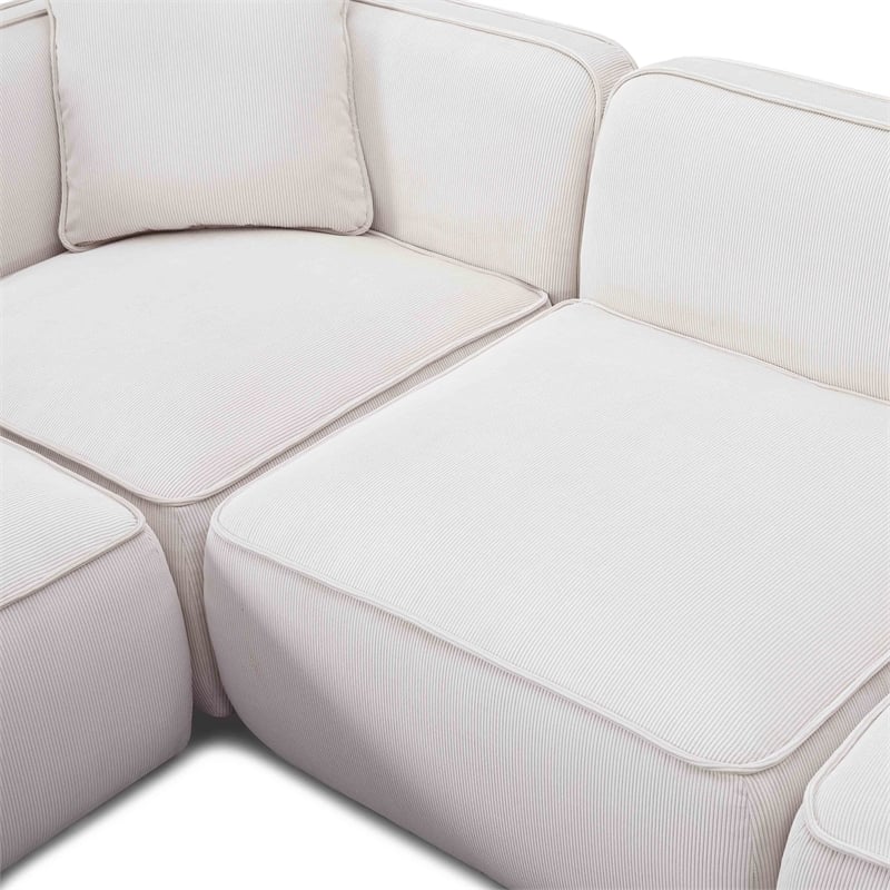 Pemberly Row White Sand Performance Corduroy Velvet Modular L-Sectional