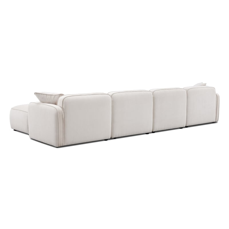 Pemberly Row White Sand Performance Corduroy Velvet 6-Piece Modular U-Sectional