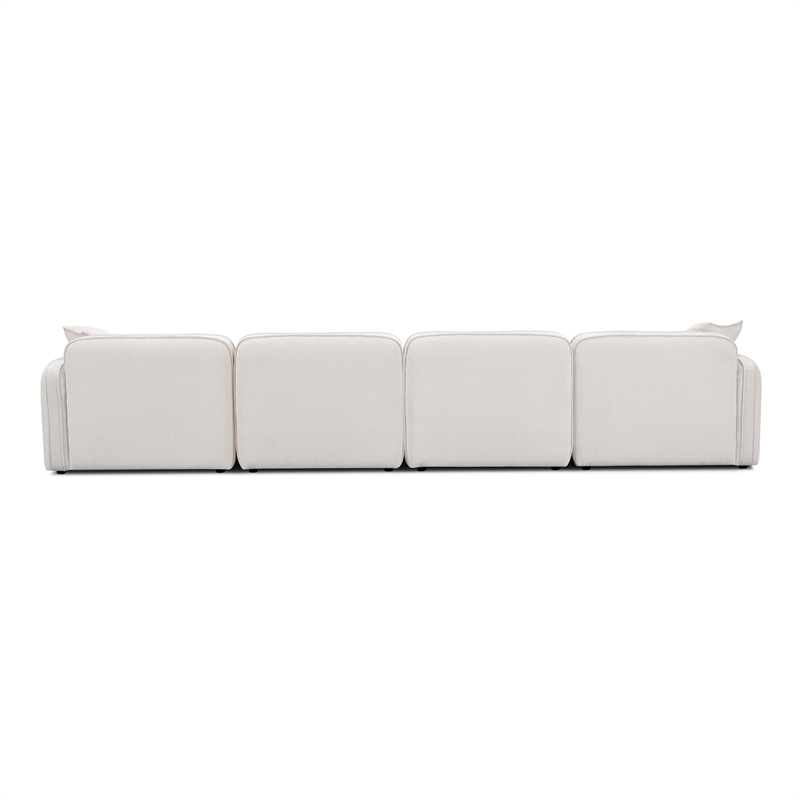 Pemberly Row White Sand Performance Corduroy Velvet 6-Piece Modular U-Sectional