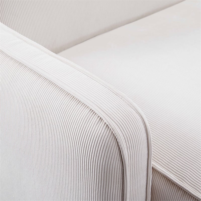 Pemberly Row White Sand Performance Corduroy Velvet 6-Piece Modular U-Sectional