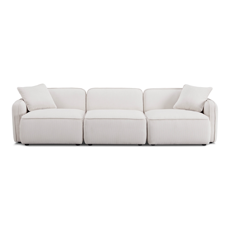 Pemberly Row White Sand Performance Corduroy Velvet Modular Sofa