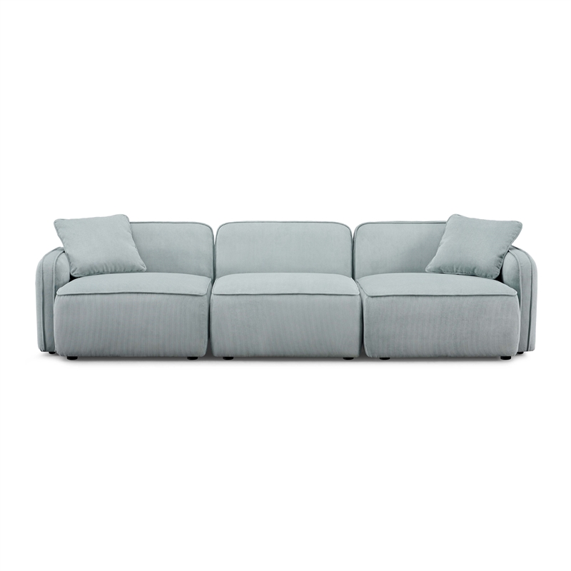 Pemberly Row Seafoam Performance Corduroy Velvet Modular Sofa